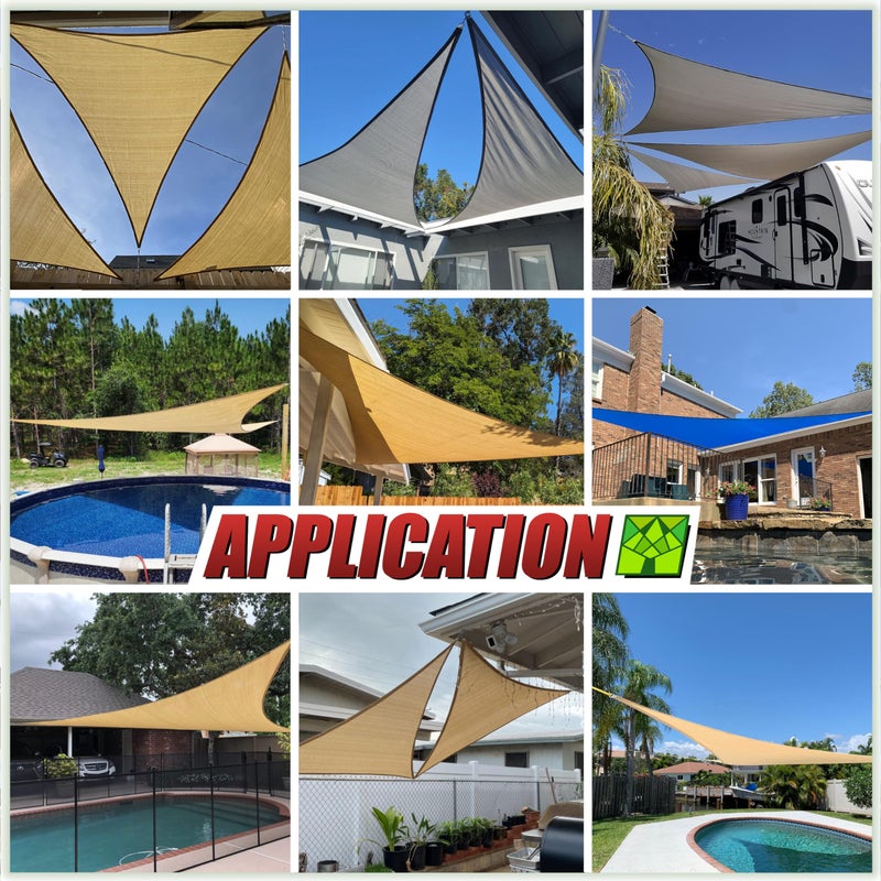 ColourTree 10' x 10' x 10' Beige Triangle CTAPT10 Sun Shade Sail Canopy Mesh Fabric UV Block UPF50 - Commercial Heavy Duty - 190 GSM & 3 Years Warranty (We Make Custom Size) - Image 3